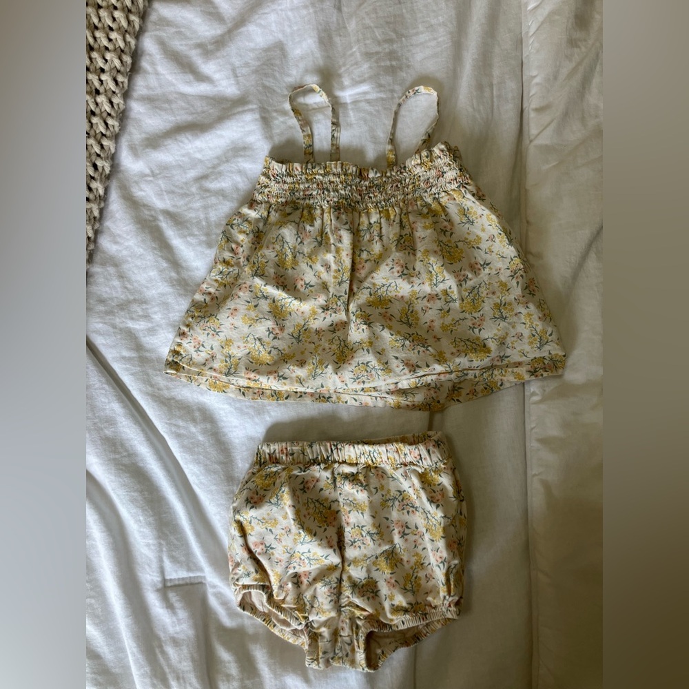 H&M 6-9M Summer Floral Matching Outfit